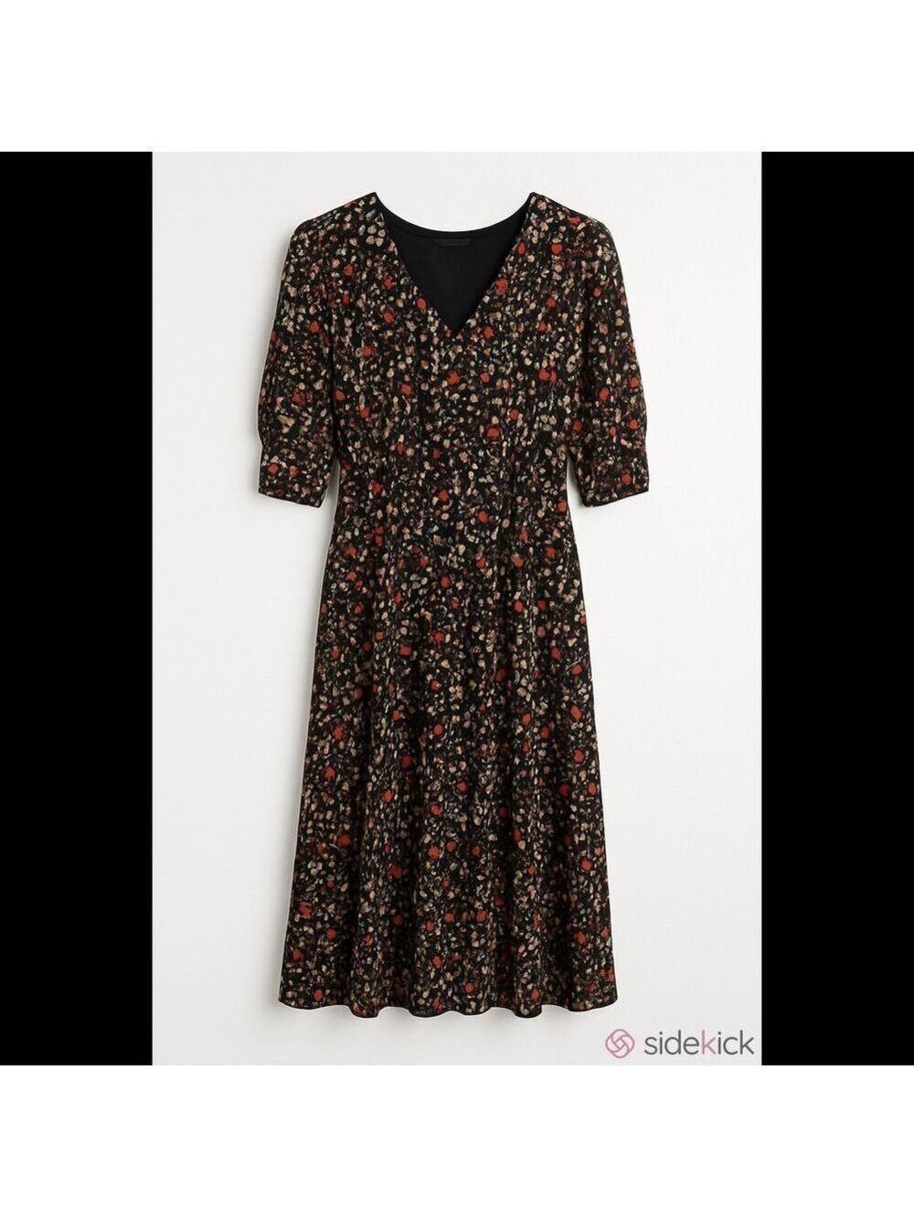 R&K Originals Plus Size 18 Dress Floral Faux Wrap Midi V-Neck Fall Earth Tones